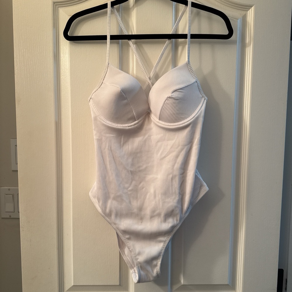 White Ribbed Swimsuit